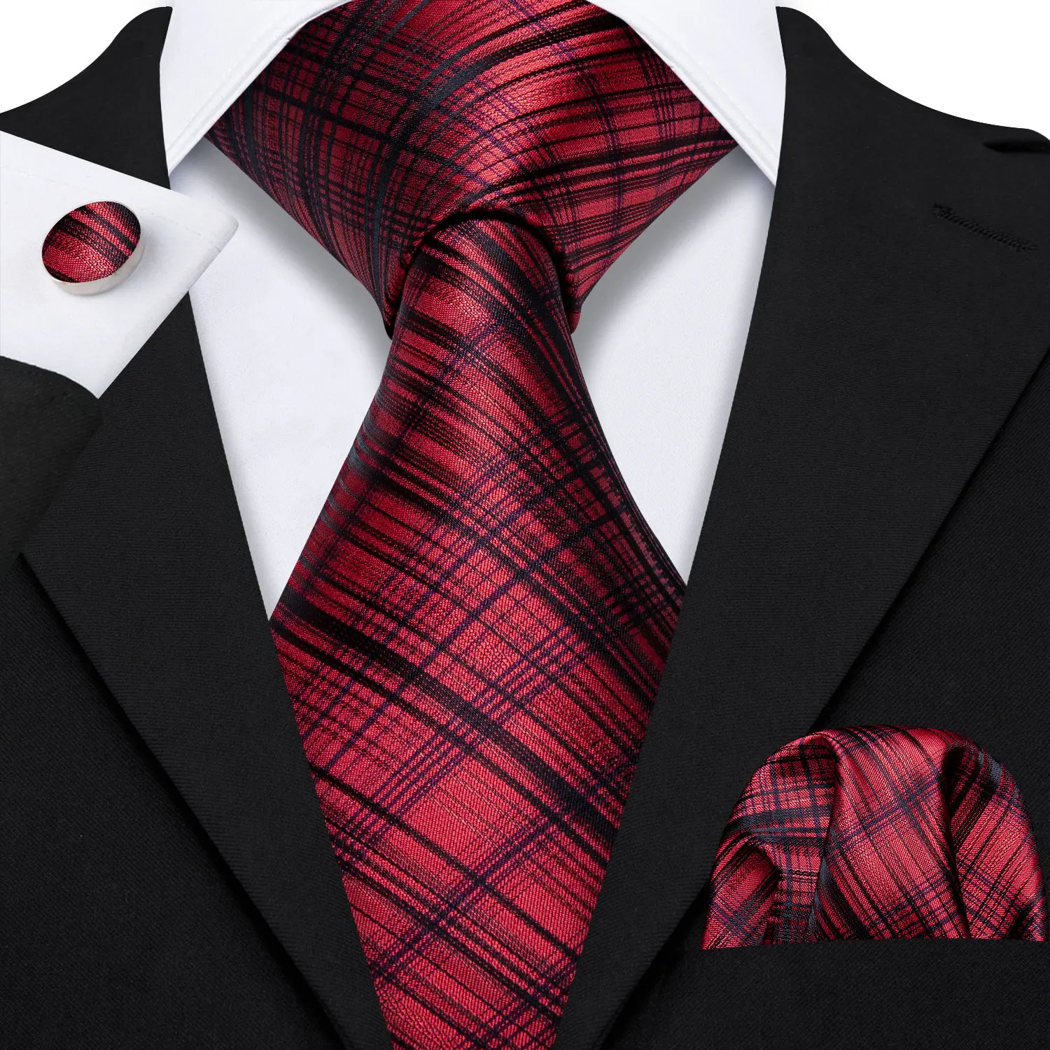 Yellow Plaid Ties For Men Shirts Men\'s Tie Handkerchief Cufflinks Set 15 Colors Neck Tie Fashion Design S-5241