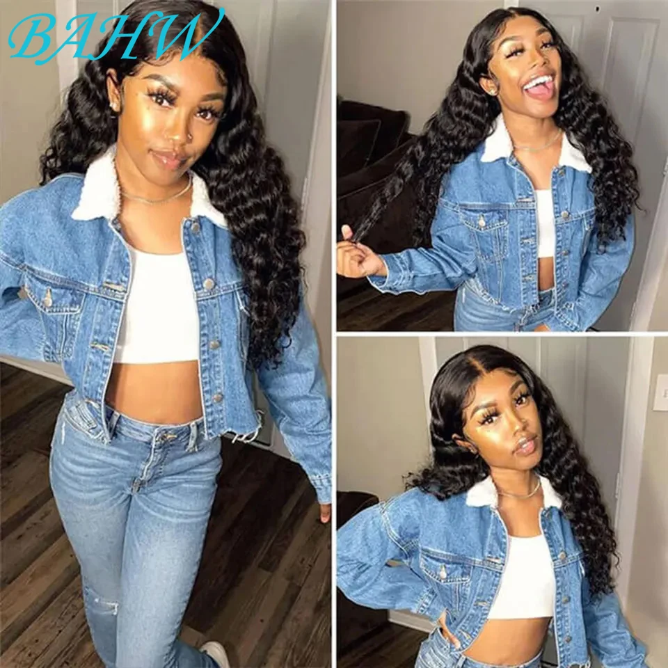 

Перуанские волосы Глубокая волна Фронтальный парик 13X4 Парик фронтальной части шнурка Глубокие вьющиеся 4x4 Парик фронта шнурка Человеческих волос Предварительно выщипанный натуральный цвет