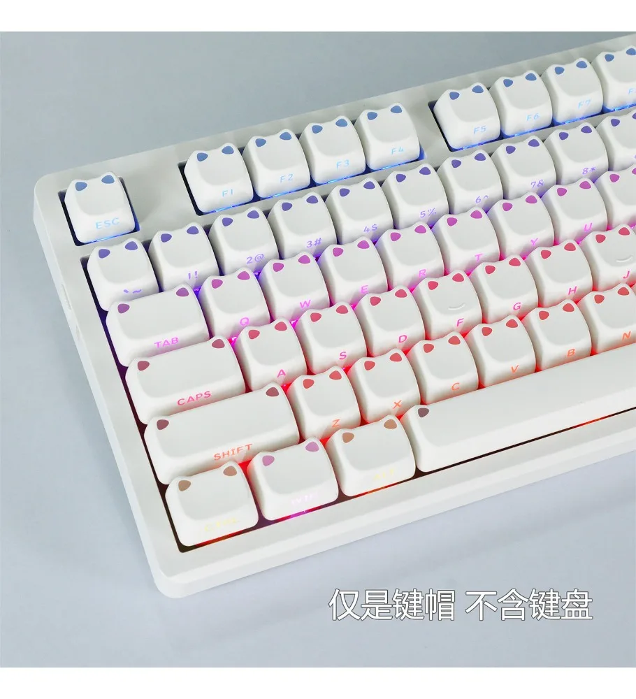 Keycap luminous cat ears cute high value adaptation mechanical magnetic axis small light meow light transmission side engraved