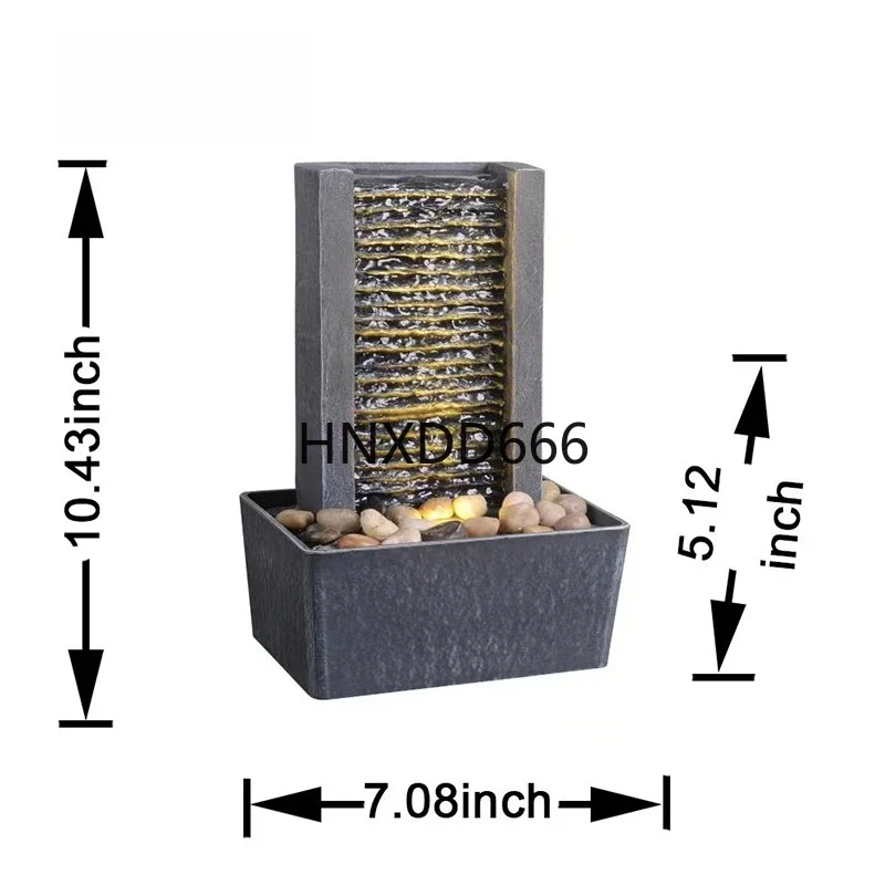 Tabletop Fountain Indoor Waterfall Rock Fountain LED-Lights Water Feature Waterfall for Modern Home and Office Indoor Decoration