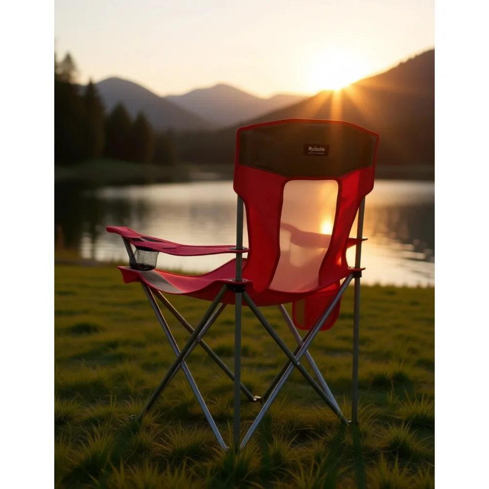 

Портативное складное легкое кресло для улицы с сумкой-холодильником, подстаканником и боковым карманом для кемпинга, пляжа, спорта, походов