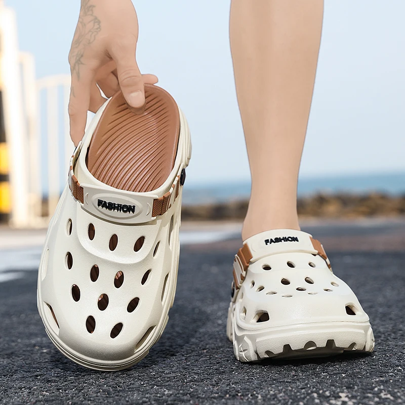 Herren- und Damen-Paar-Sommer-Outdoor-Rutschfeste, geruchshemmende, geschlossene Zehenpantoffeln, große Strand-Sandalen und Pantoffeln für – Detail 22