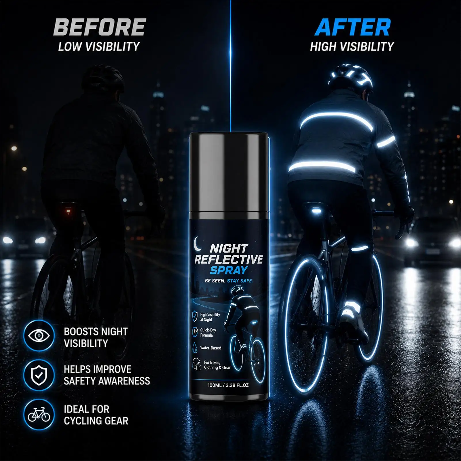 Night Reflective Spray Riding and Walking Bicycle Clothing Luminous Warning Sign Eco Fluorescent Night Safety Reflective Coating