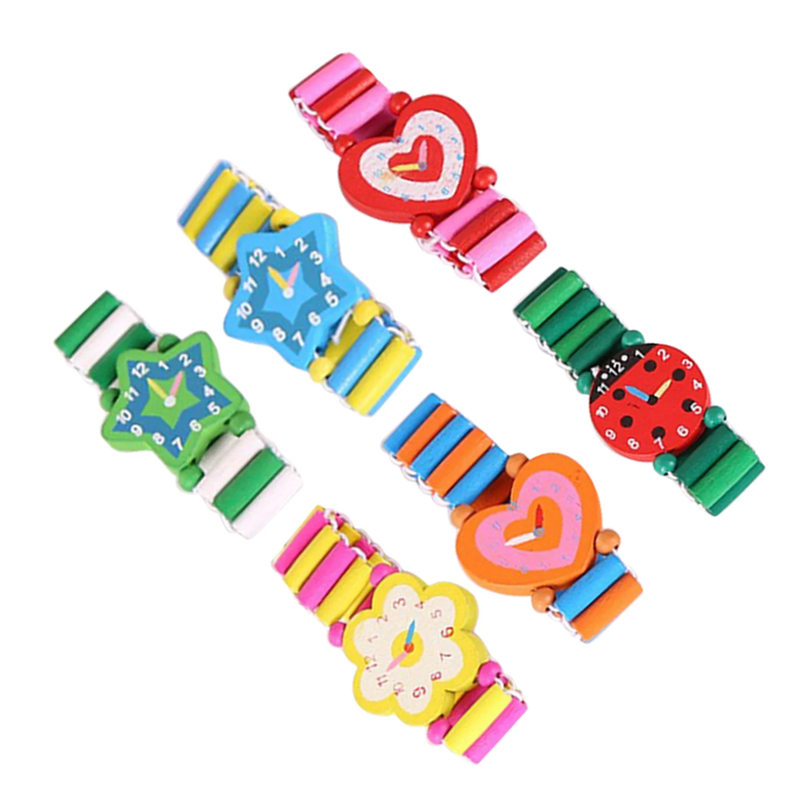 6 قطعة الساعات الخشبية لساعات المعصم الخشبية الكرتونية محاكاة سوار الساعة الهدايا ساعة الحرف الخشبية #1