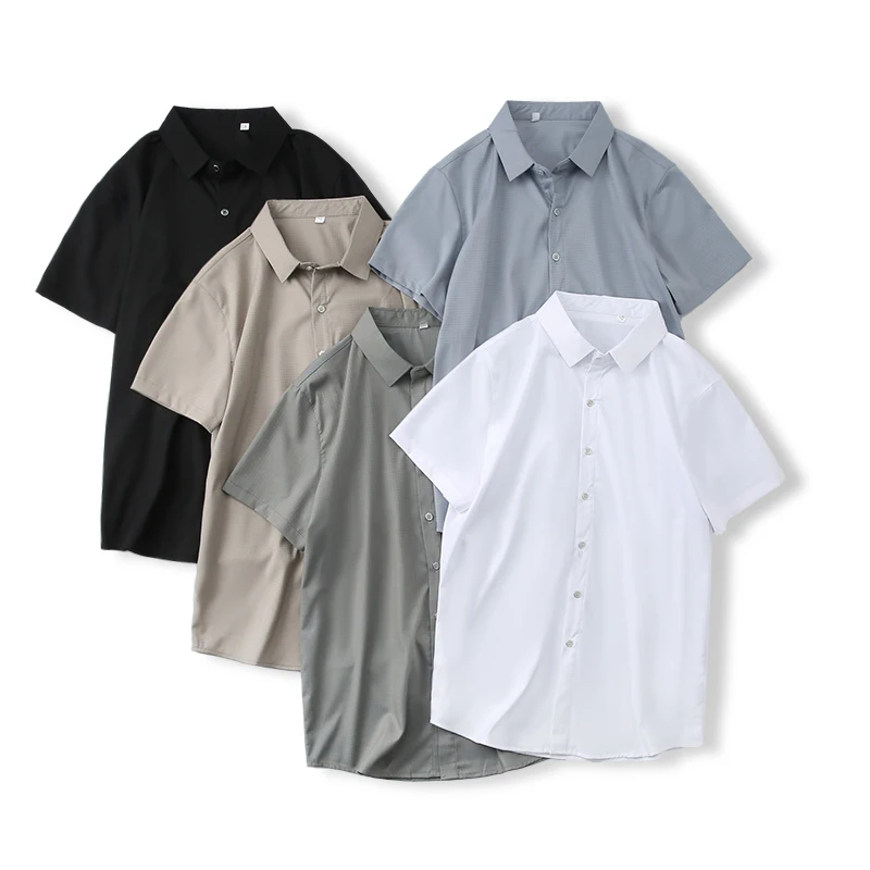 

Мужская летняя новая дышащая ткань из ледяного шелка ort Sve irt, драпированная против морщин, простая, универсальная, повседневная, Faion Ci Sle