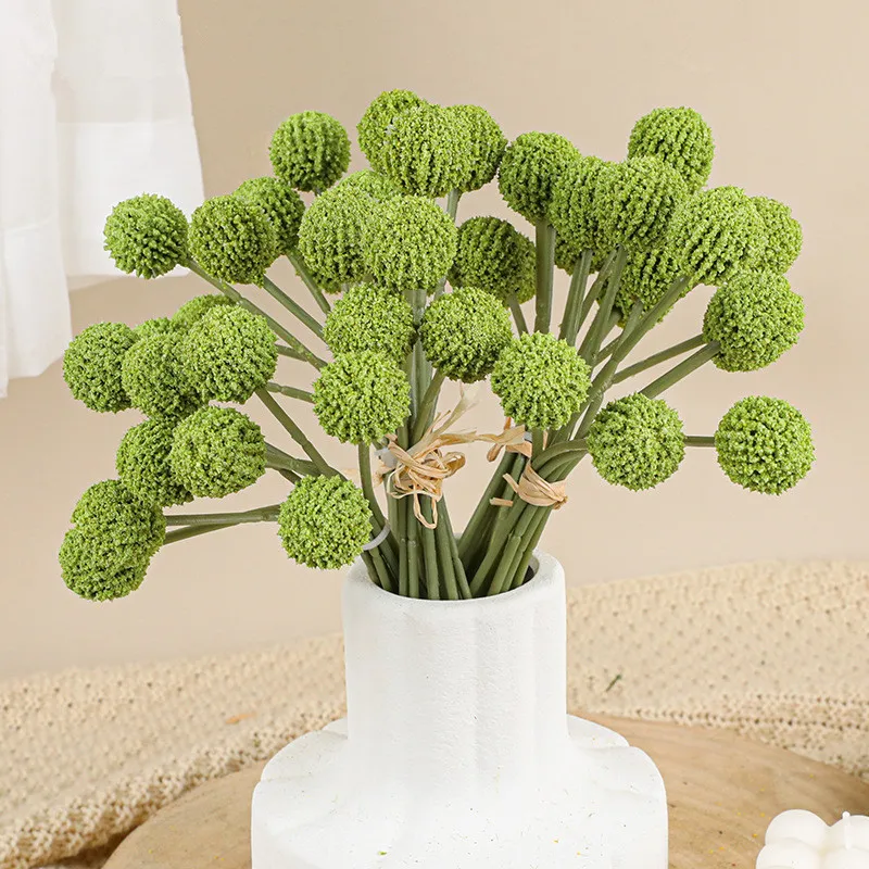 Künstliche Blume, Craspedia-Trommelhammer, Chrysantheme, 9 Köpfe/Blumenstrauß, goldene Kugel für Heimdekoration, Löwenzahnblume – Detail 4