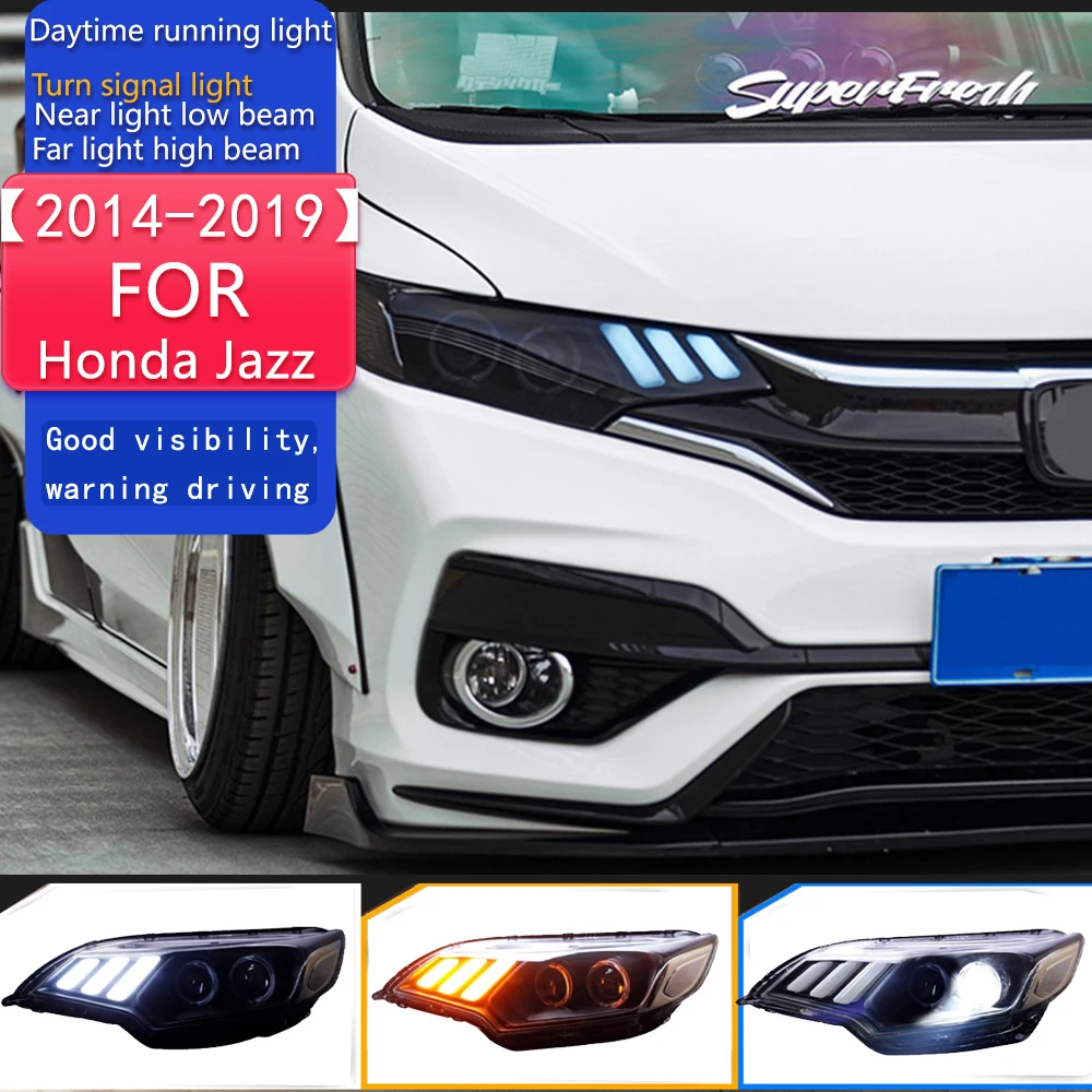 

Car Styling Head Lamp for Honda Jazz Headlights 2014-2019 New Fit LED Headlight DRL Hid Bi Xenon Auto Accessories