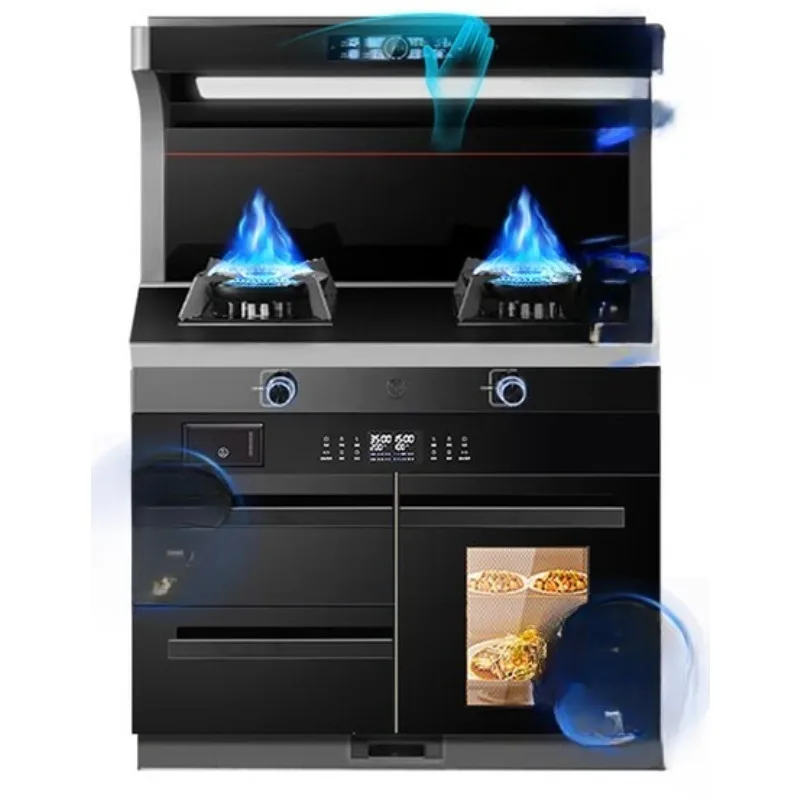 

Integrated stove, steam oven machine, cooking center, kitchen cabinet and stove integrated