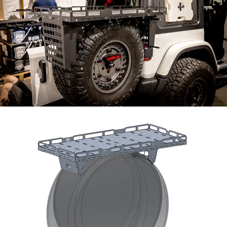 

Spedking Universal offroad car accessories part Spare Tire Basket for jeep wrangler jk jl custom