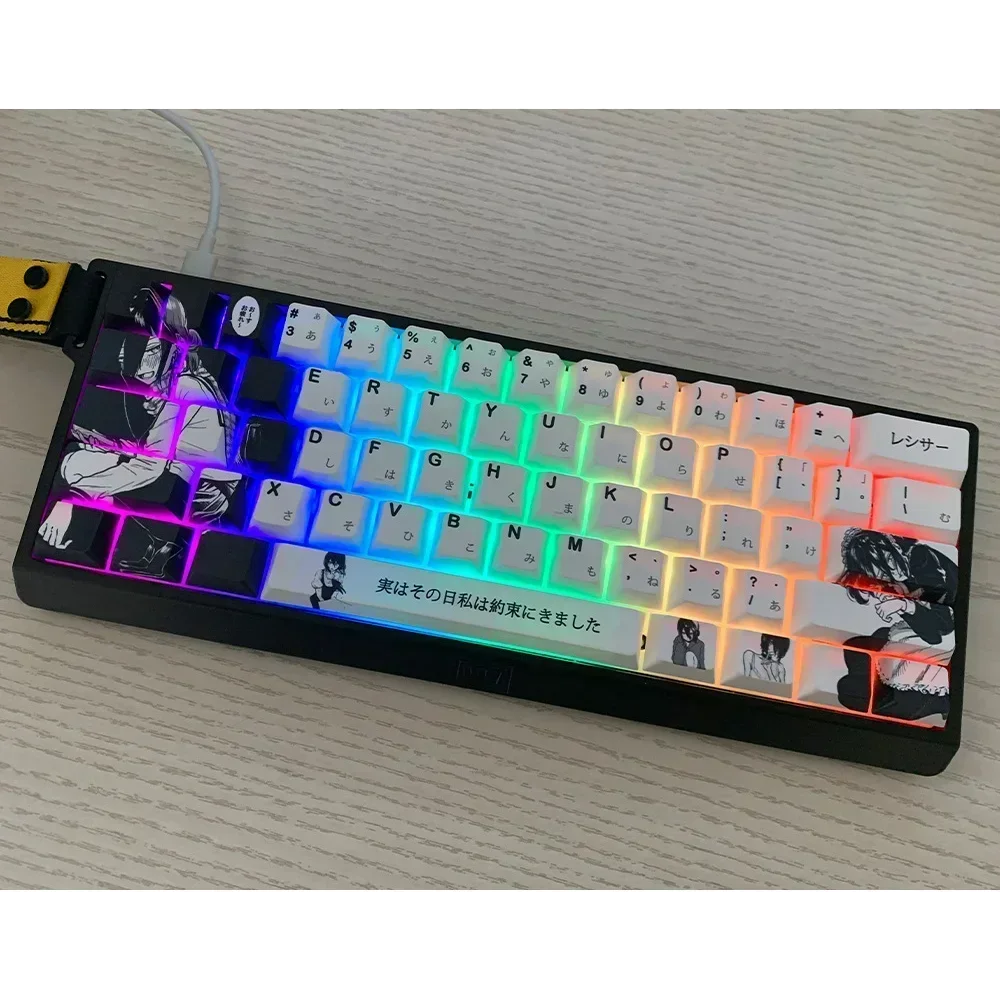 106 Keys, Anime Resser Themed Japanese Keycaps PBT Cherry Contour for Cherry MX 61 68 86 Mega Lion Wooting Mechanical Keyboard