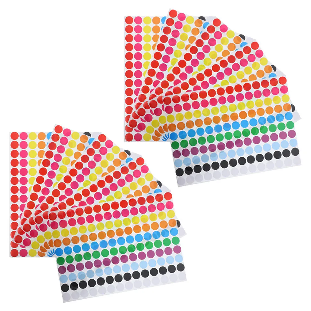 10 أوراق ملصقات مستديرة ملونة ذاتية اللصق وقابلة للإزالة لتصنيف ملف تنظيم الفرز والفرز