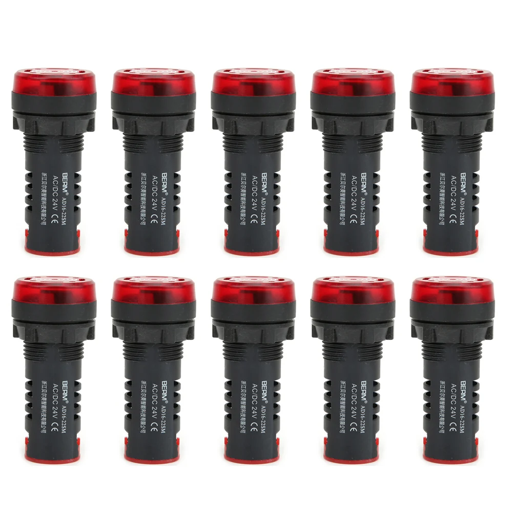 10 Pcs LED Buzzer Red Flash Alarm Indicator Lamp Bottom Dustproof Base High Temperature Resistant Shell Buzzer Alarm