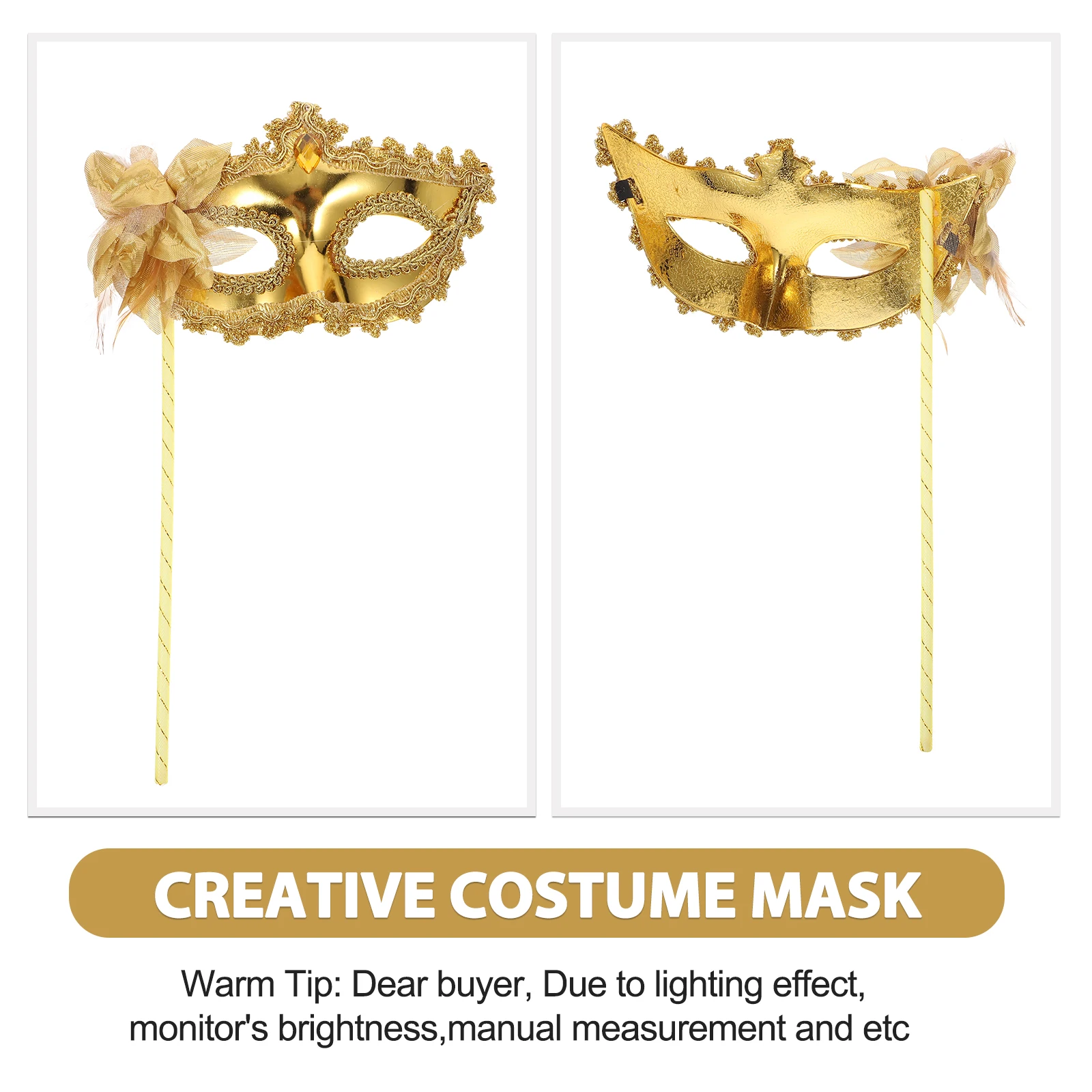 

3 Pcs Hand Mask Masquerade on Stick Ladies for Gold Masks Party Decorative Women Held Decorations