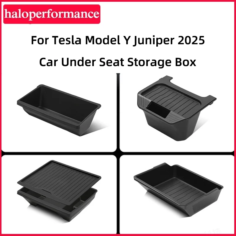 

For Tesla Model Y Juniper 2025 Under Seat Storage Box Centrol Console Organizer Front Rear Seat Tray Interior Car Accessories