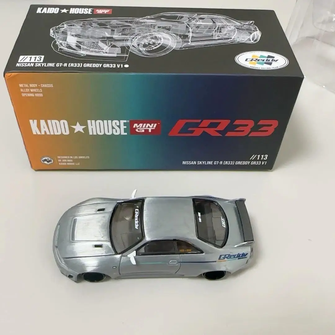 TSM KAIDO HOUSE MINI GT 1/64 KHMG113 Nissan Skyline GTR R33 V1 White Varnish Die-cast alloy car model