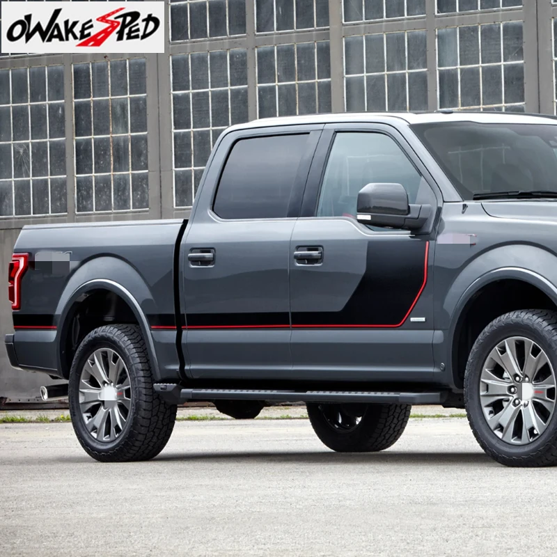 

2PCS Car Door Side Hockey Stripe Graphical Vinyl Film Stickers For Ford F150 Sport Auto Decoration Decals Tuning Accessories