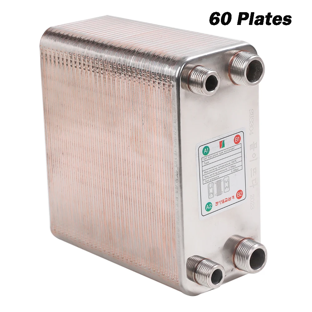 60 Plates Plate Heat Exchanger Water Beer Wort Chiller Cooler 304 Stainless Steel For Home Brewing Beer