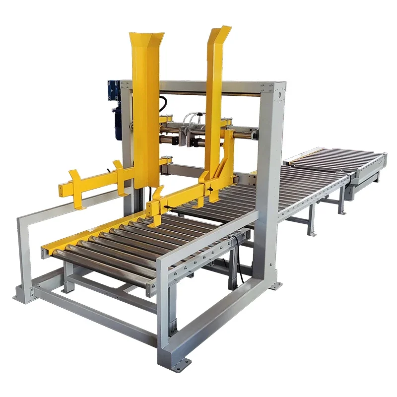 619Automatic Pallet Dispenser with Turntable Conveyor and Pallet Wrapper