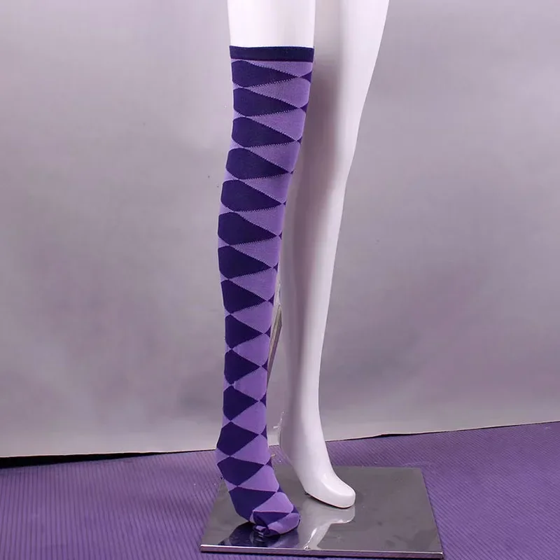 애니메이션 푸엘라 마기 마도카 마키카 코스프레 아케미 호무라 코스튬 무릎 양말, 보라색 여성 JK 스타킹, 소녀 유니폼 액세서리
