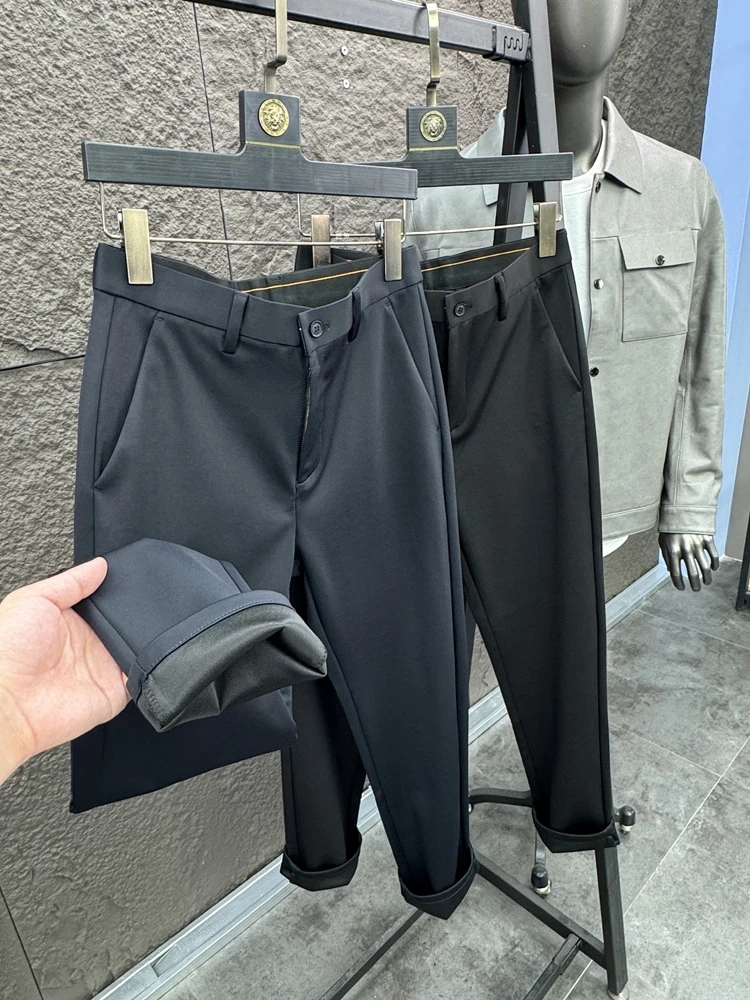 

Svip Роскошные шерстяные брюки с прямыми штанинами, мужские повседневные эластичные удобные осенние модные брюки