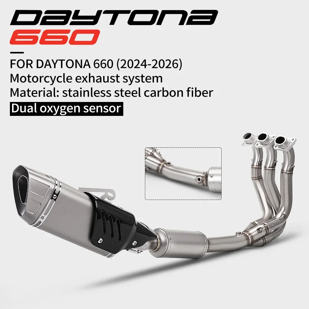 Dual Oxygen Sensor Exhaust System For Daytona 660 2024-2026, Trident 660 2021-2025, Tiger Sport 660 2022-2025