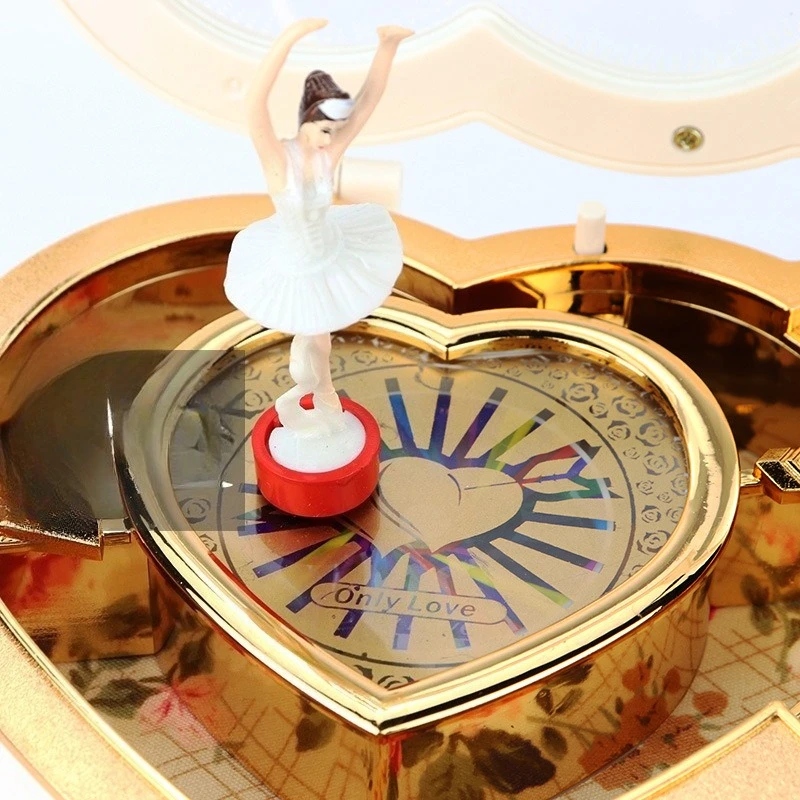 Classical For Elise Heart Music Box Birthday Gift Plastic Jewel Case Hand Cranked Dancing Ballet Girl Ballerina Musical Boxes