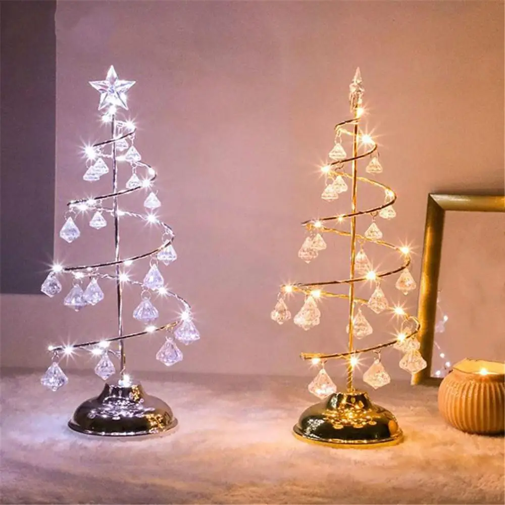 Christmas Decoration Trees Gold Silver Led Christmas String Light Bedroom  Table Lamp Fashion Bling Light Decoration