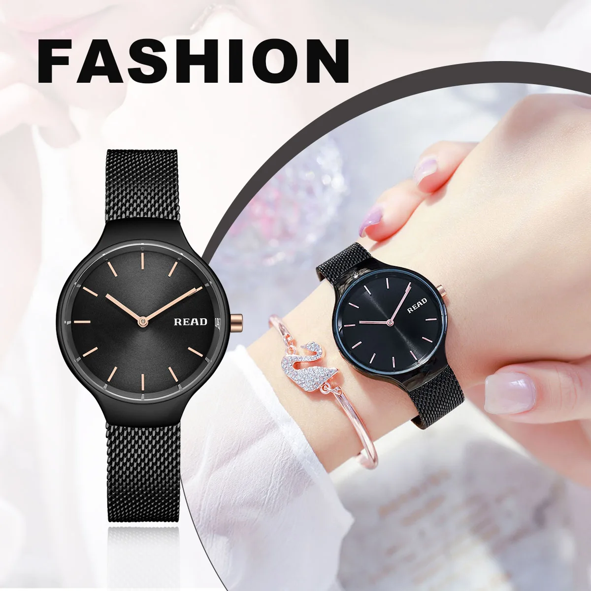 Ladies Analog Wrist Watch | Minimalist Sunburst Dial | Stainless Steel Mesh Strap | Fold Clasp | Daily Water Resistant