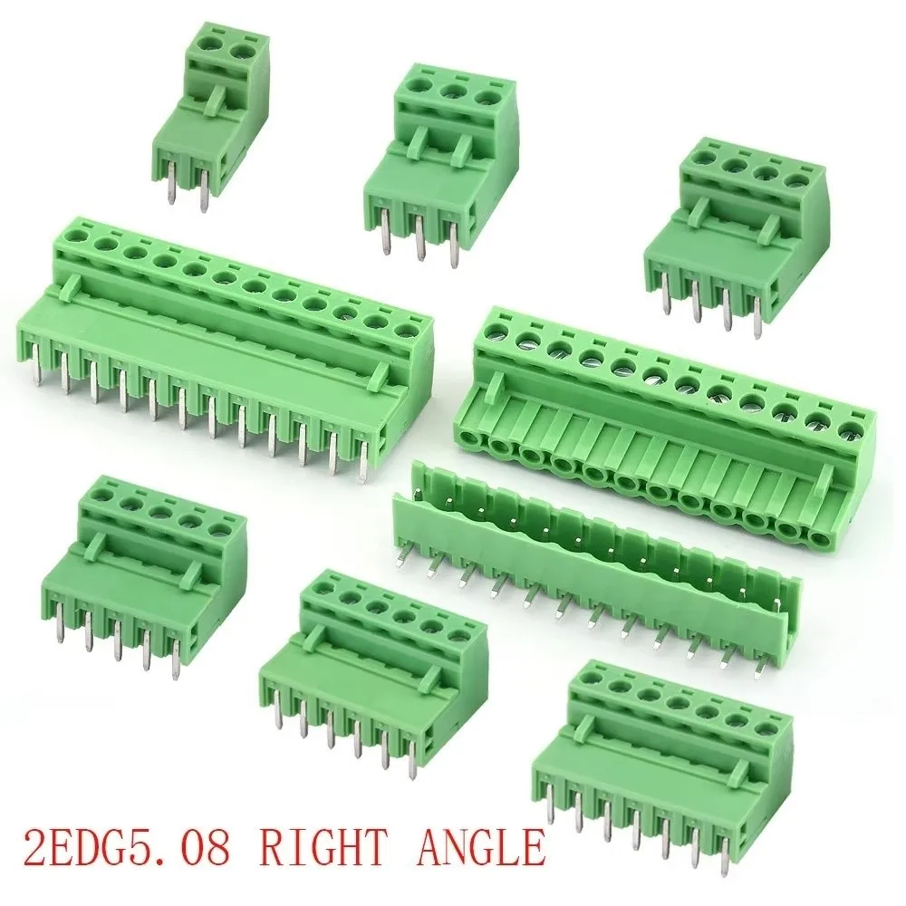 10Sets 2EDG-5.08mm PCB Terminal Block Vertical Plug Right Angle Wire Terminal Connector 2-6P Straight Style