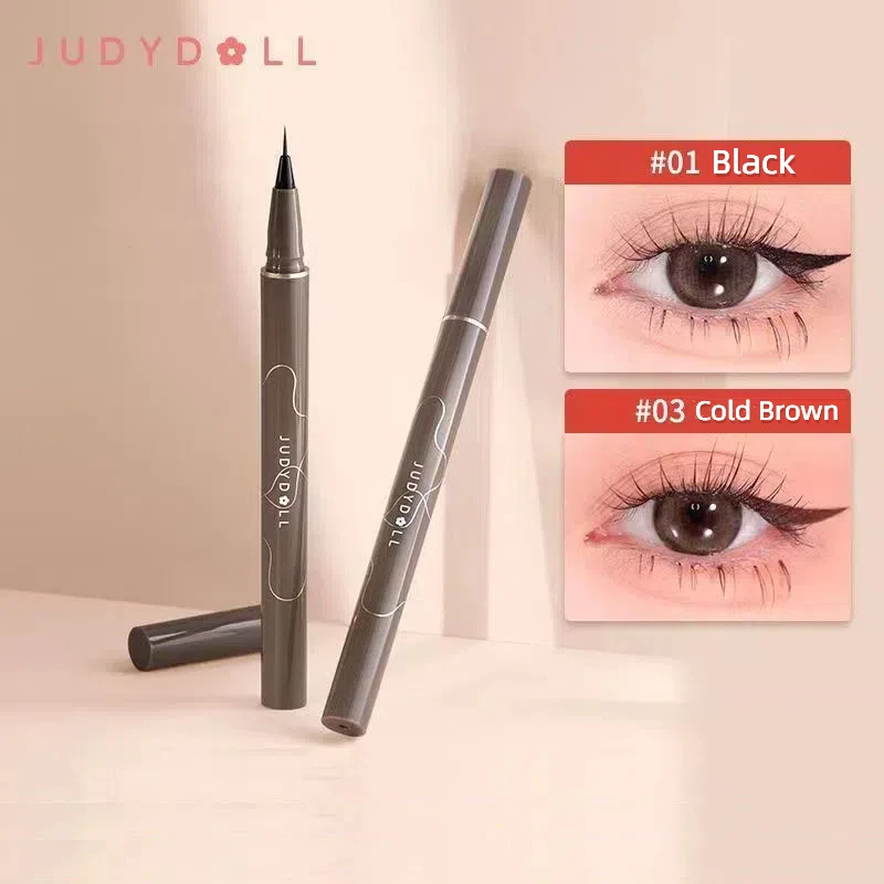 Judydoll lápis delineador líquido preto ultrafino, à prova d'água, secagem rápida, maquiagem de olhos de longa duração, caneta delineadora suave, cosméticos