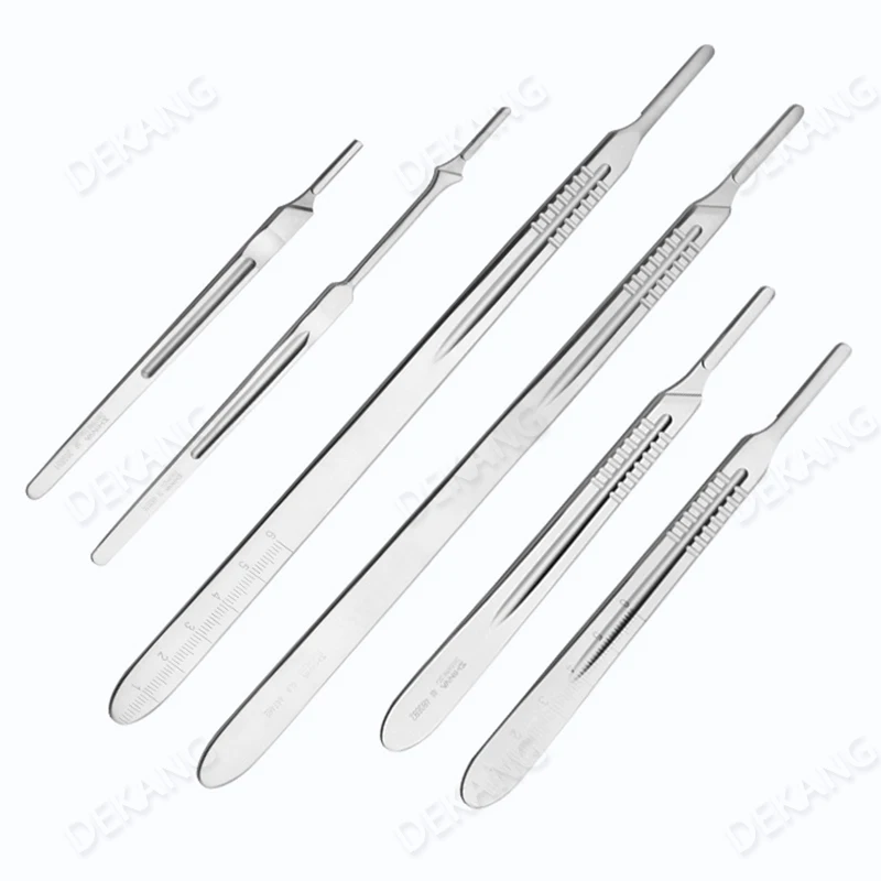 Rękojeść noża chirurgicznego, ostrze i podpórka noża są wykonane ze stali nierdzewnej bez powłoki lub ze stali węglowej.