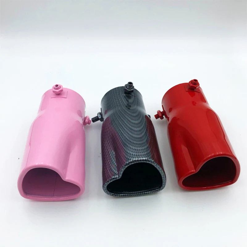 Fashion Design Heart Shape Style Stainless Steel Carbon Fiber Exhaust Tips Muffler Tail Pipe Tube Modified Car Accessories