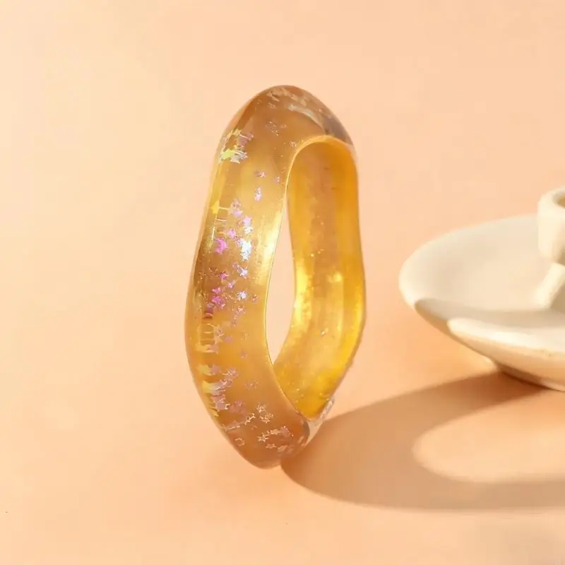 Unique Artistic Handmade Resin Bangle Distinctive Irregular Bracelet Striking Jewelry Stylish Gift For Her