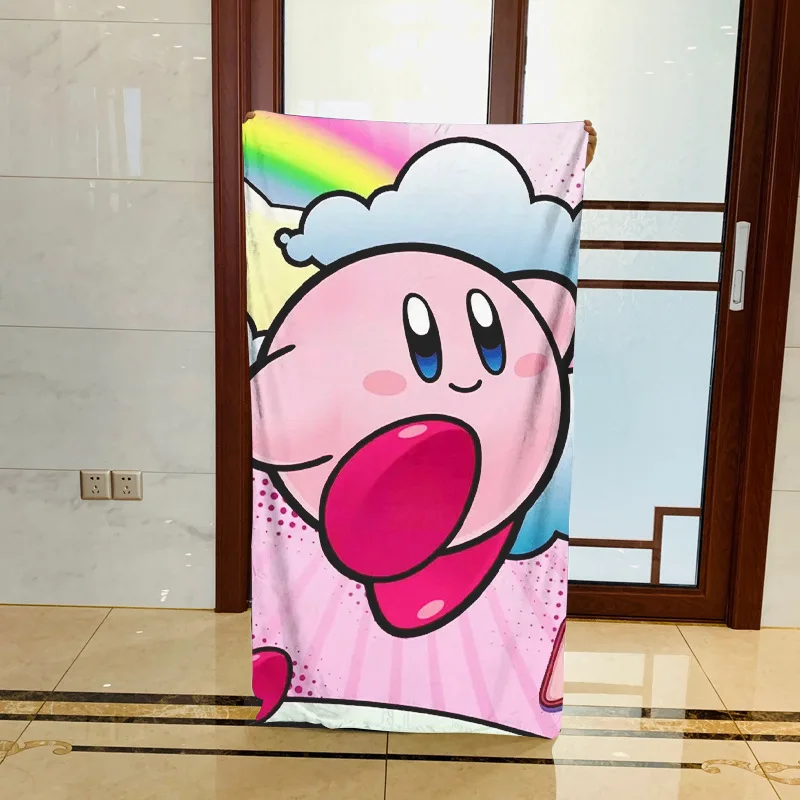 

Kirby Cute Cartoon Towel Anime Peripheral Portable Quick Fast Dry Sand Outdoor Travel Swim Blanket Thin Mat Bath Towel