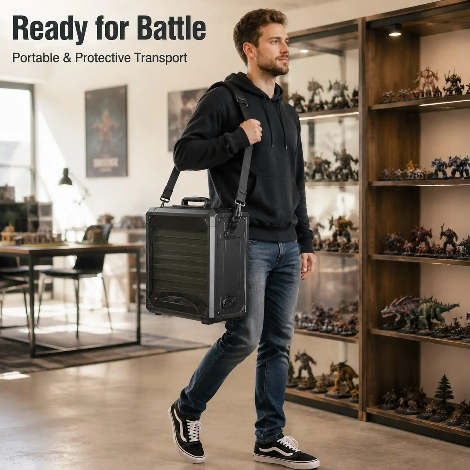 Portable Miniature Carrying Case with Metal Trays for Action Figures Storage Transport Box for Collectibles Hobby