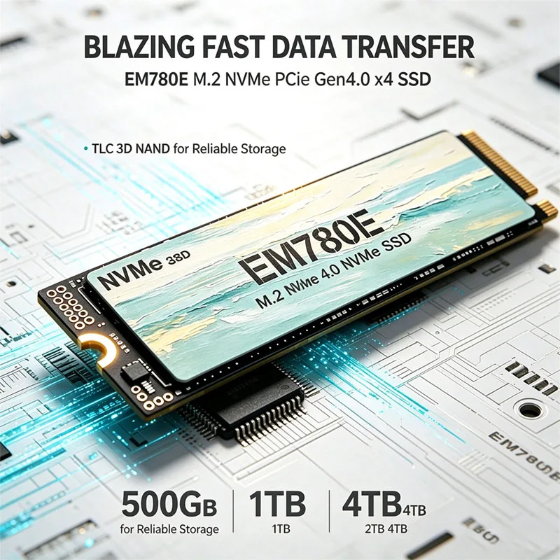 Internal M.2 NVMe SSD EM780E PCIe Gen4.0 X4 TLC 3D NAND 500GB 1TB 2TB 4TB 2280 Gaming Drive For PS5 PC Laptop
