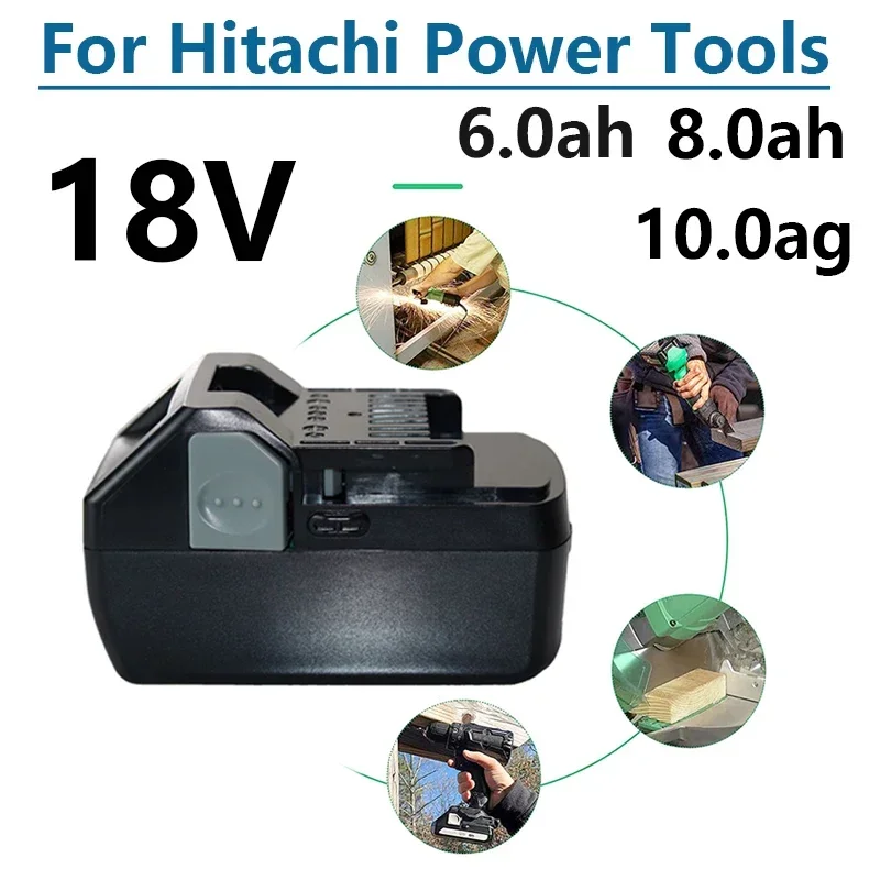 18V 6.0Ah 8.0Ah 10.0Ah lithium-ion rechargeable battery suitable for Hitachi BSL1850 BSL1860 BCL1815 EBM1830 BSL1840 33 18V cord