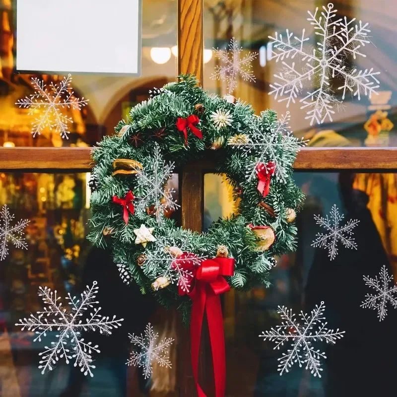Artificial White Snowflakes Christmas Ornament Xmas Tree Hanging Pendents DIY Fake Snow Flake New Year Party Home Decors Gifts