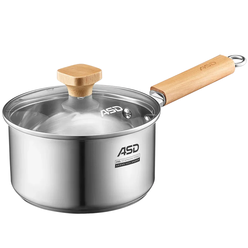 

ASD Premium 316L Stainless Steel Uncoated Milk Pot for Baby Food Hot Milk Noodles Soup and More Gas Induction Cooker Universal