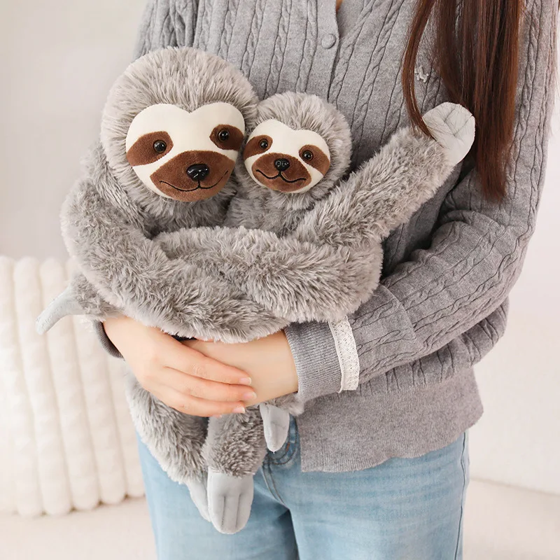 Simulation Lifelike Sloth Plush Toy Soft Stuffed Animal Cute Fluffly Sloth Doll Lie Prone Funny Long Arm Doll for Girl Gifts