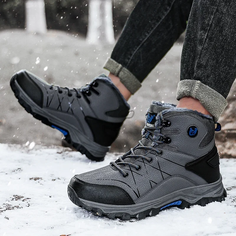 autumn-new-high-top-sneaker-men-winter-plush-warm-snow-boots-outdoor-anti-slip-wear-resistant-mountaineering-hiking-footwear