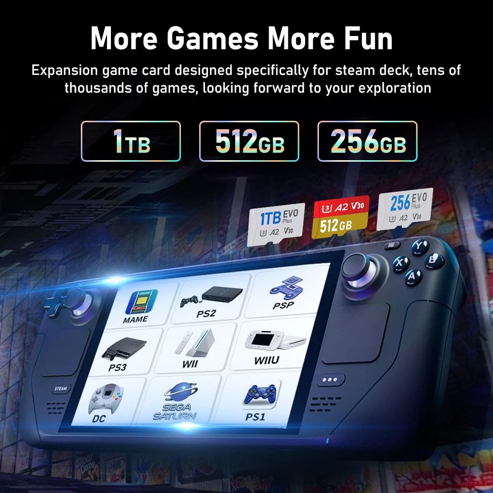 بطاقة الألعاب لسطح البخار المحمولة أحدث نظام Batocera 40 التوصيل والتشغيل 40000+ ألعاب ريترو لـ PS3/PS2/PS1/PSP/MAME/DC,SS