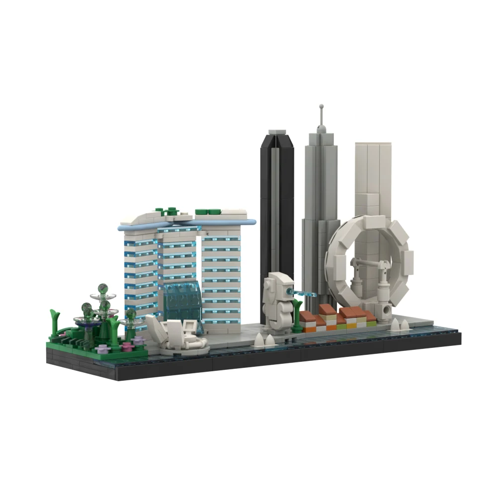 

Singapore Skyline MOC Building Blocks, Marina Bay Sands & Supertree Architecture, Asian Cityscape Diorama for Collectors