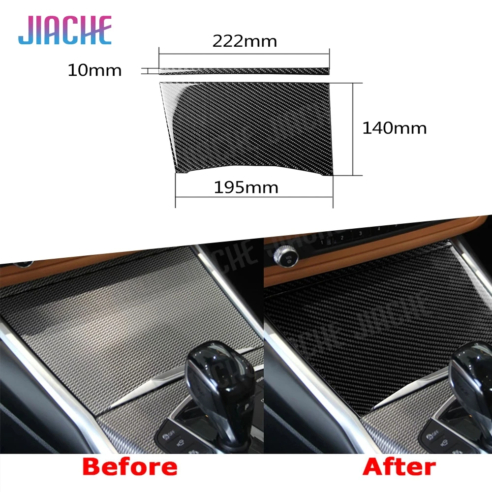 Carbon Fiber Interior Trim Gear Shift Panel Multimedia Handrest Cup Cover For BMW 3 Series G20 G28 2019 2020 Car Styling