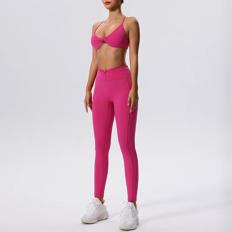 Yoga Set Sports Set 2PCS Women Clothes Fitness Outfit Ribbed Yoga Suit Running Bra Workout Leggings Gym Sportswear Tracksuits