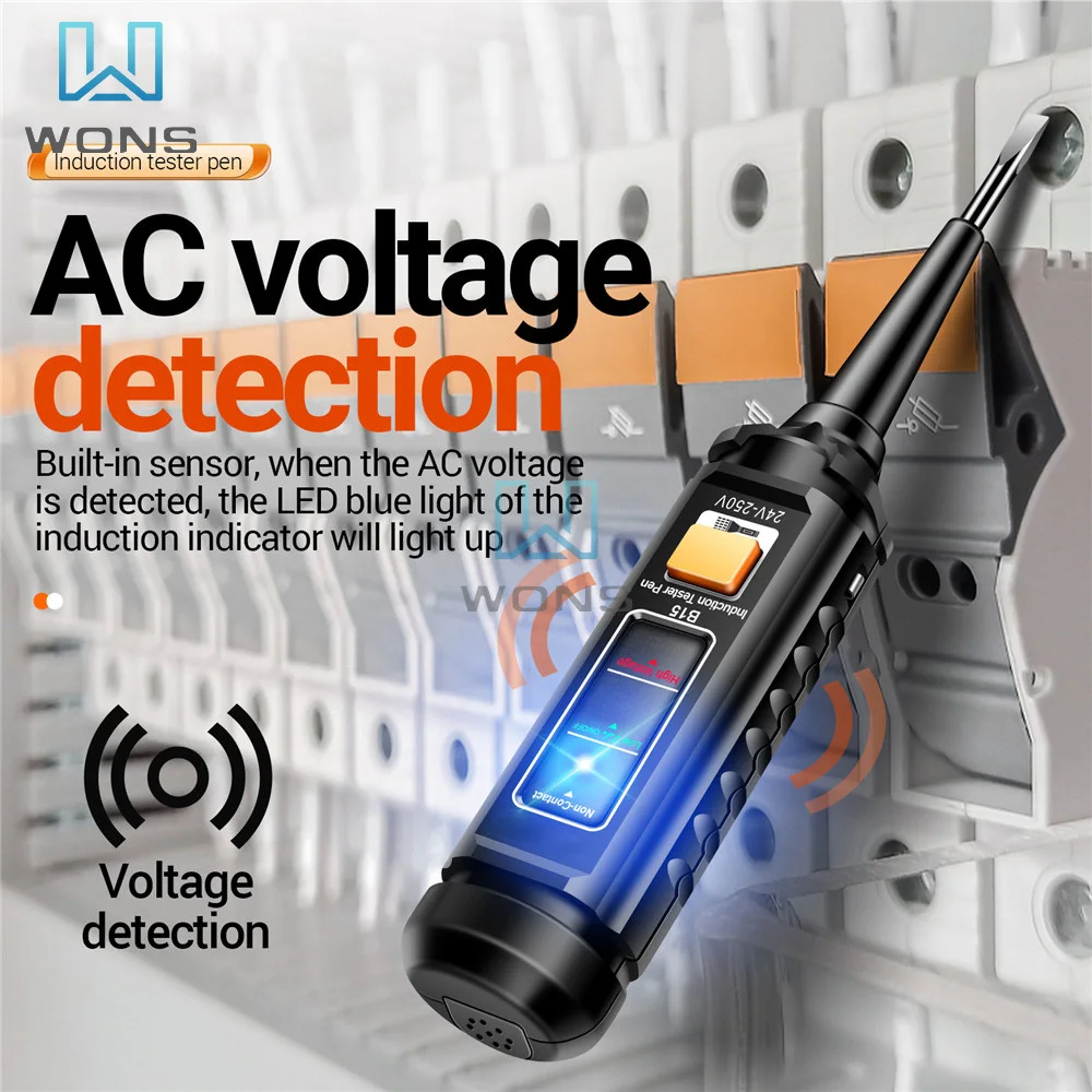 ANENG B15 AC 24V-250V Tester Pen Highlight Color Light Professional AC Voltage Detection Electrician Screwdriver Testing Tools