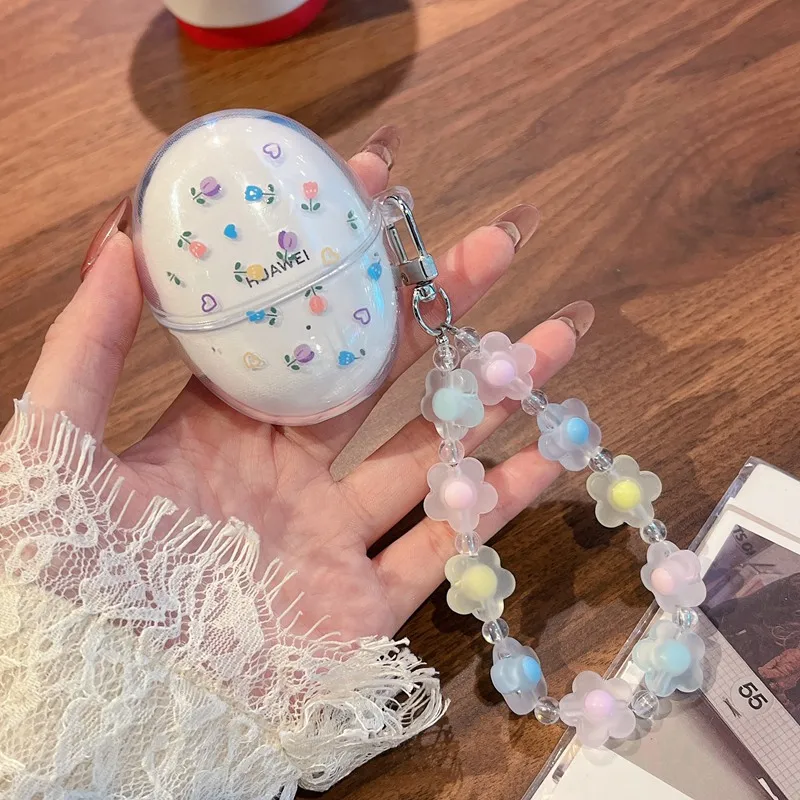 Pour huawei FreeBuds 6/freebuds 5 couverture fleur colorée Silicone Transparent écouteur couverture mignon pour huawei FreeBuds5