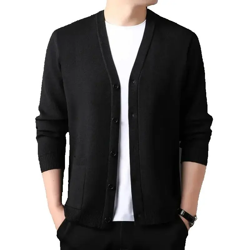 

Men's Autumn Solid Color Sweater Cardigan Slim Knitted Sweaters