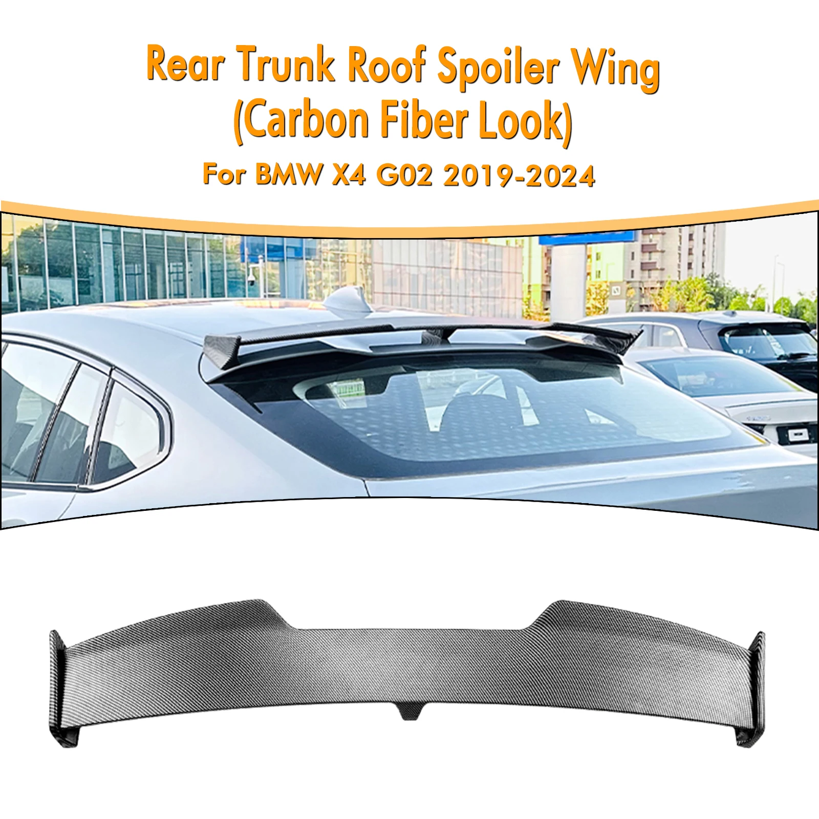 

Rear Trunk Roof Spoiler Wing For BMW X4 G02 2019-2024 Carbon Fiber Look/Gloss Black Tail Dome Upper Deflector Splitter Lip