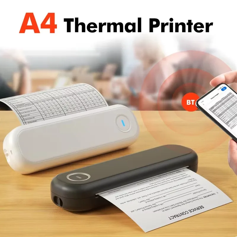 A4 Thermal Printer Portable Home Mobile Office Bluetooth Wireless Handheld Inkless Tattoo Printer Supports Smartphones&PC
